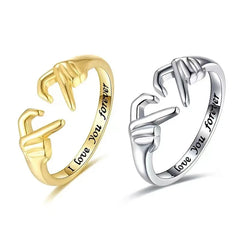 Romantic Heart Hand Hug Ring