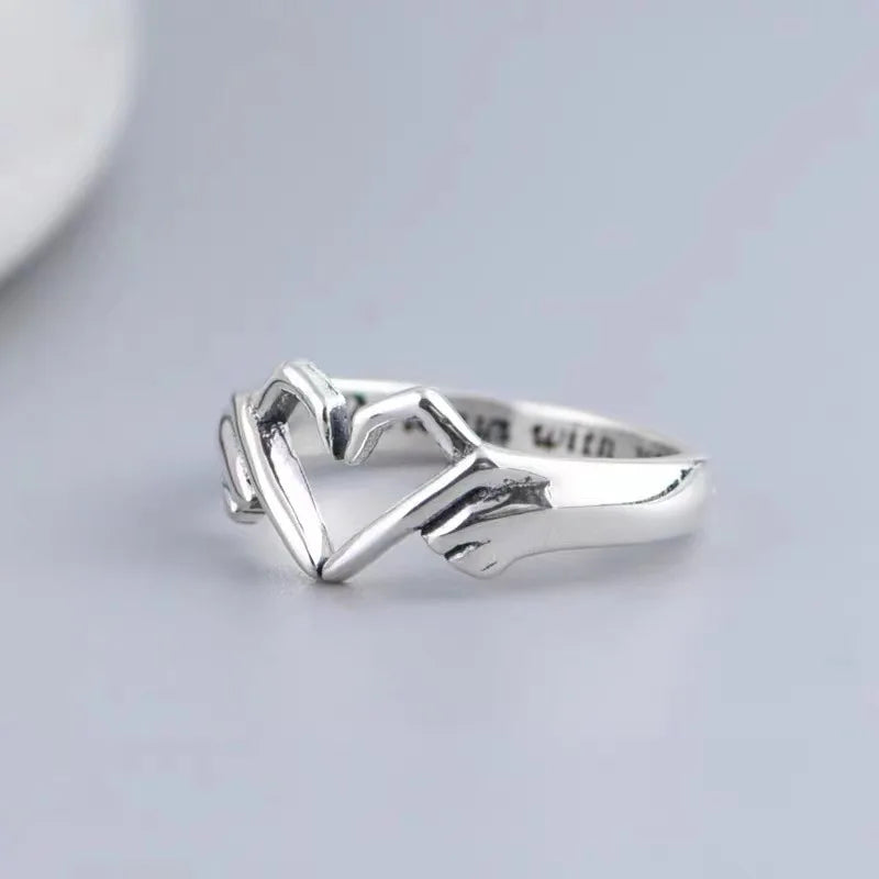 Romantic Heart Hand Hug Ring