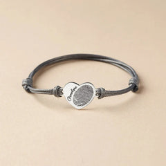 Custom Heart Real Fingerprint Bracelet