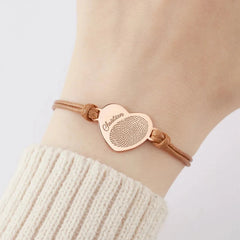 Custom Heart Real Fingerprint Bracelet